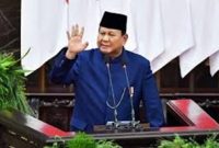 Presiden Prabowo Subianto memberikan pidato pertamanya usai dilantik sebagai Presiden Republik Indonesia periode 2024-2029, di Gedung MPR-DPD-DPR RI, Senayan, Jakarta, Minggu (20/10/2024) pagi. (Foto: Humas Setkab/Rahmat)