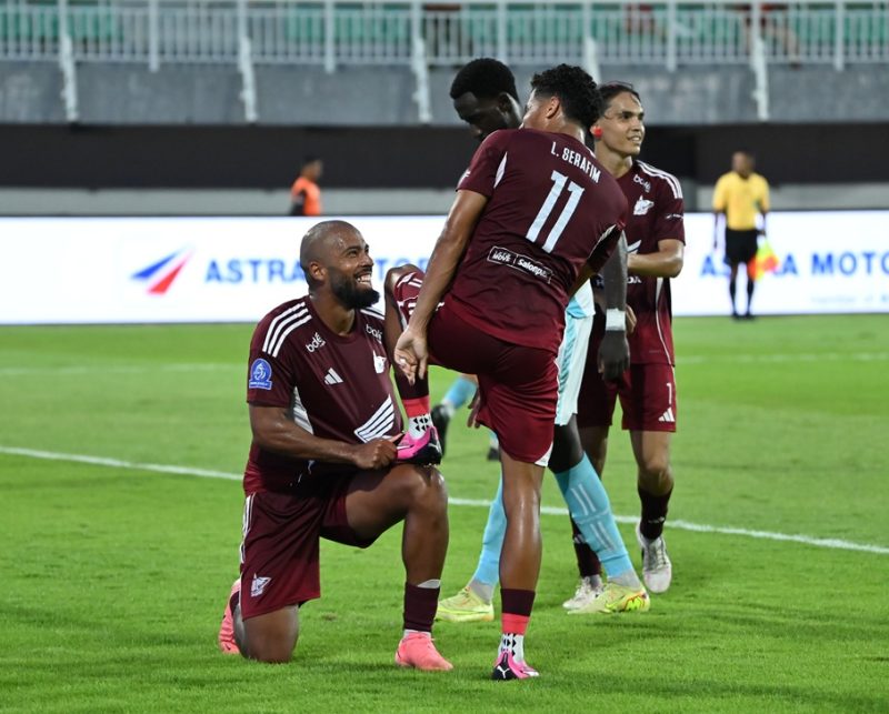 Selebrasi Striker PSM Makassar Alex Tank (ist)