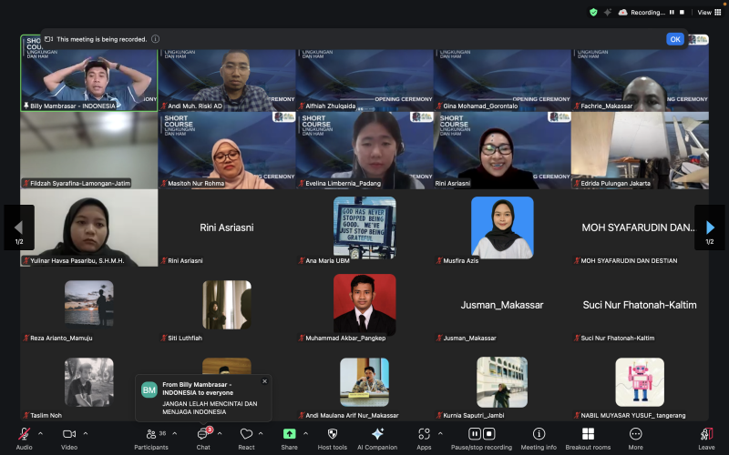 Proses Pembukaan Short Course Lingkungan dan Hukum  Palpasi Indonesia