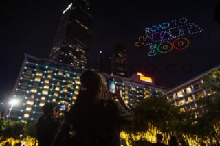 Penampakan Drone di malam Tahun baru Jakarta (Sumber: Tempo)